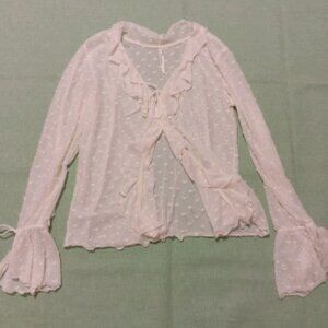 Anthropologie Sheer Swiss Dot Ruffle Blouse – Romantic Boho Style, Size M